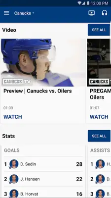 Canucks android App screenshot 0