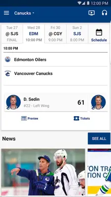 Canucks android App screenshot 1